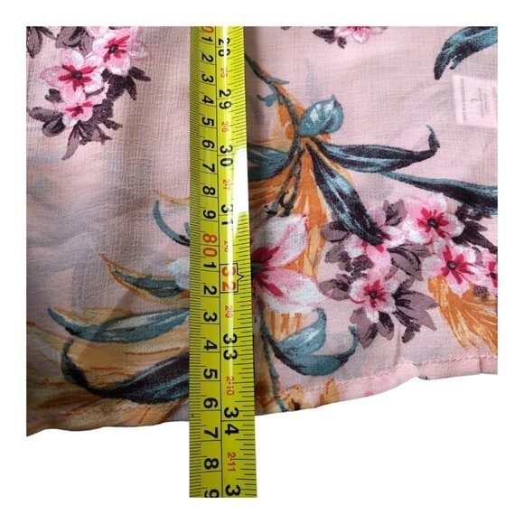 Pinkline Floral Kimono Cardigan Light Pink Floral Sheer 3/4 Sleeve Size L - Picture 7 of 10